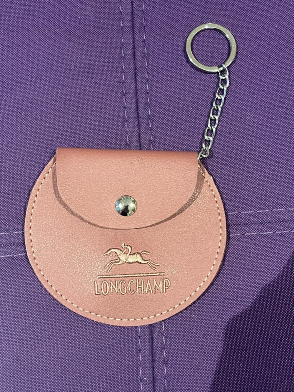 NWOT Longchamp Keychain Leather Change Pouch with  Equestrian Embroidered Logo